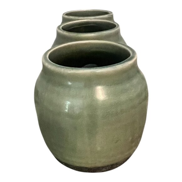 Mud Pie 3 Pot Herb Planter Ceramic 10.5 Inch Long Green - Picture 4 of 7